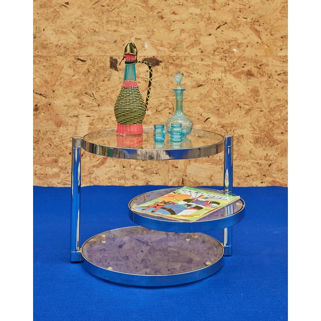 Table basse en chrome Donna N°1015 - Bon état Couleur transparent <span itemprop=