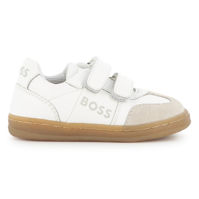 Baskets basses à scratch blanc <span itemprop=