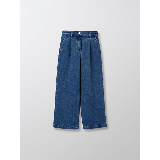 Pantalon large en denim denim bleu <span itemprop=