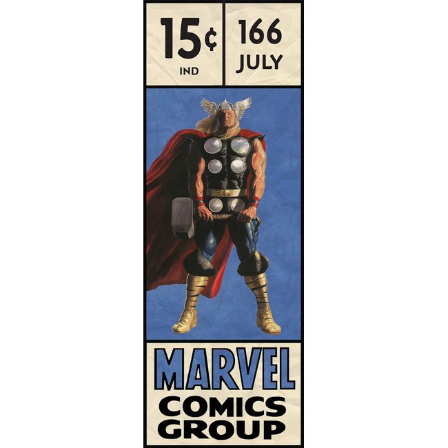 Papier peint Komar - Thor Retro Comic Box - 100 x 280 cm Couleur bleu <span itemprop=