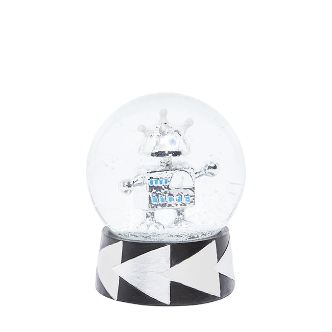 Boule à neige décorative de noël figurine robot en résine H14 POP Couleur argenté <span itemprop=