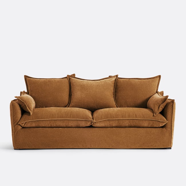Odna Velvet-Touch 3 Seater Sofa with Removable Cover - LA REDOUTE INTERIEURS