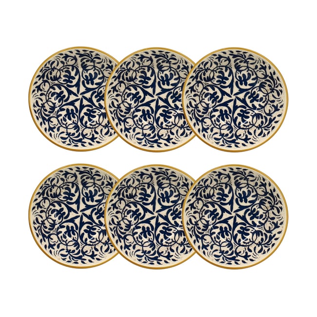 Lot de 6 coupelles à motif en grès 16cm, HERACLEE Couleur bleu <span itemprop=