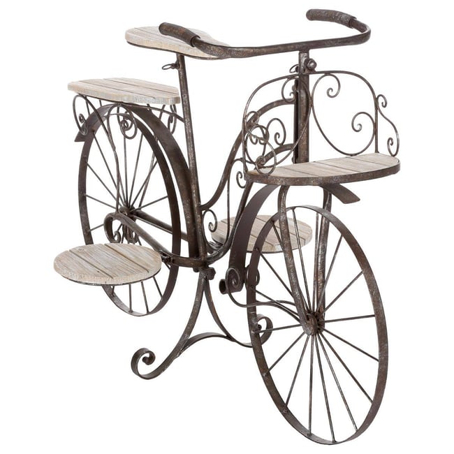 Porte-plante 5 places forme vélo en fer forgé VELO Couleur noir <span itemprop=