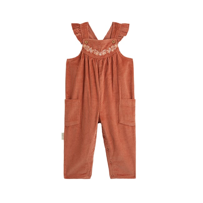 Salopette bébé en velours côtelé Ollie terracotta <span itemprop=