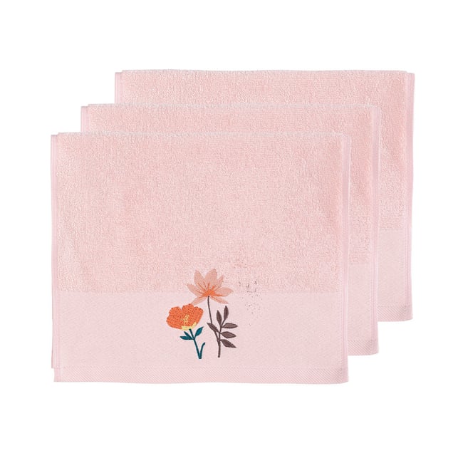 Lot de 3 serviettes invité ANGELICA poudre <span itemprop=