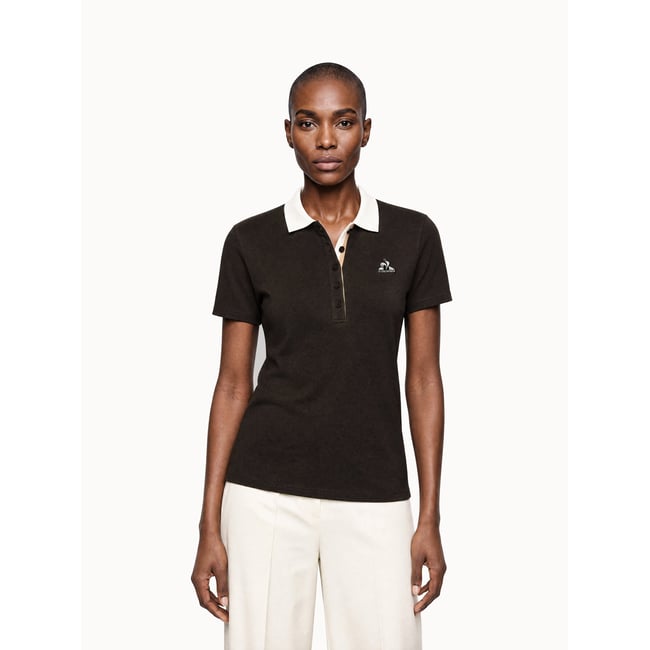 Polo en jersey effet piqué avec col contrasté Heritage molé <span itemprop=