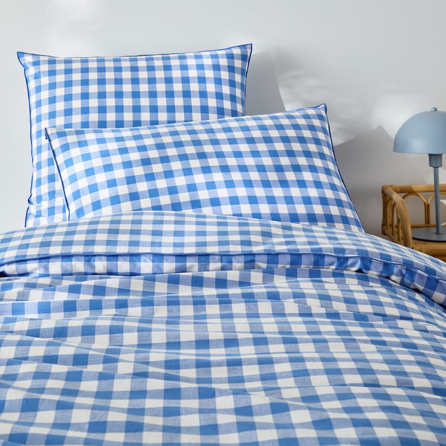 Housse de couette enfant, en coton, VELDI BLEU vichy bleu <span itemprop=