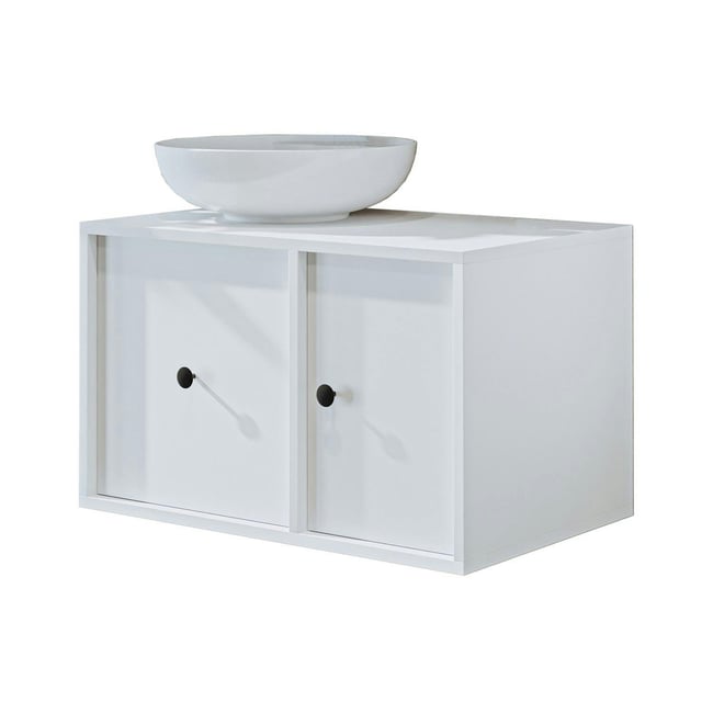 Meuble suspendu 1 tiroir 1 porte + vasque ronde EBE - PIER IMPORT