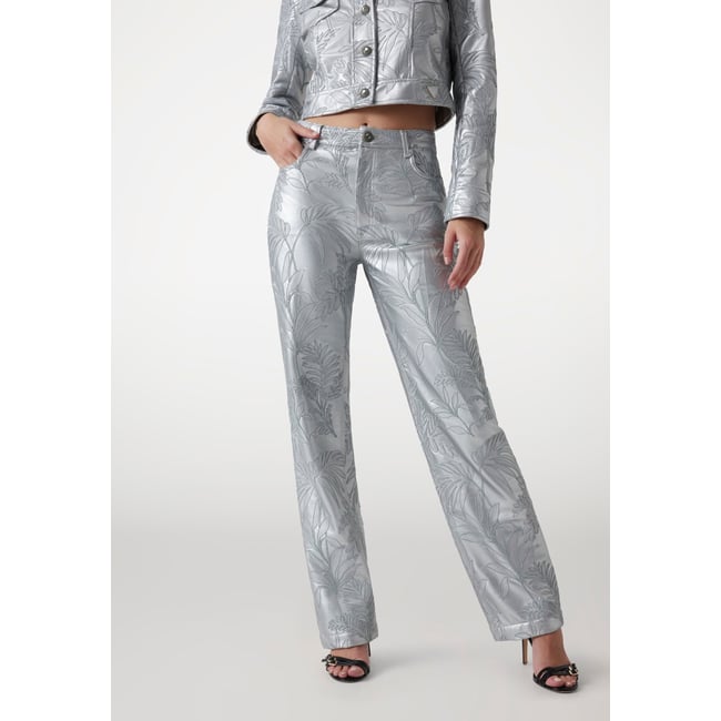 Pantalon Similicuir Brodé argent <span itemprop=