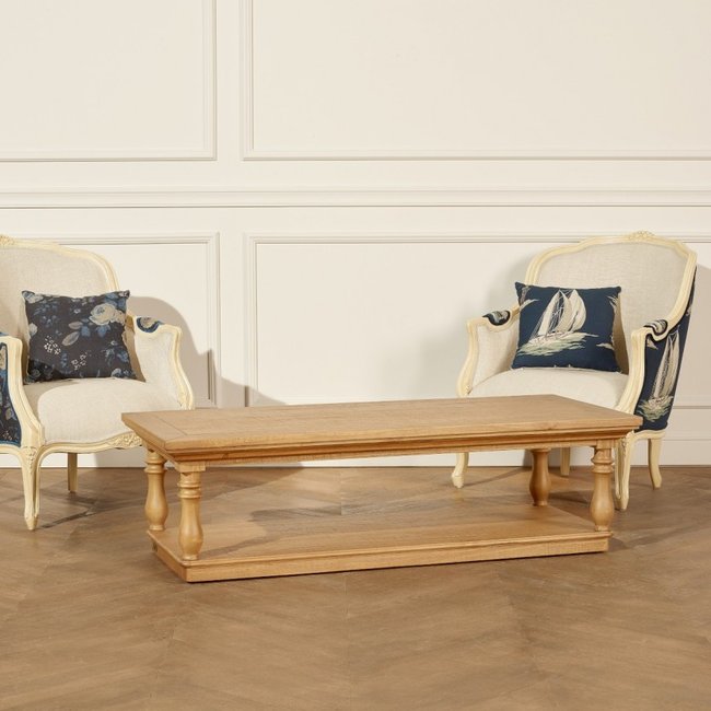 Table basse rectangulaire en pin ALEXANDER Couleur teinte claire <span itemprop=