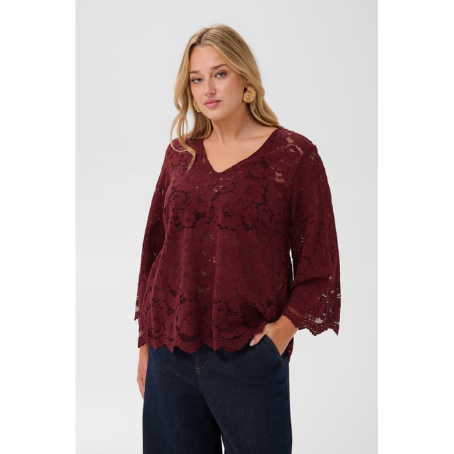 Blouse à manches courtes rouge port <span itemprop=