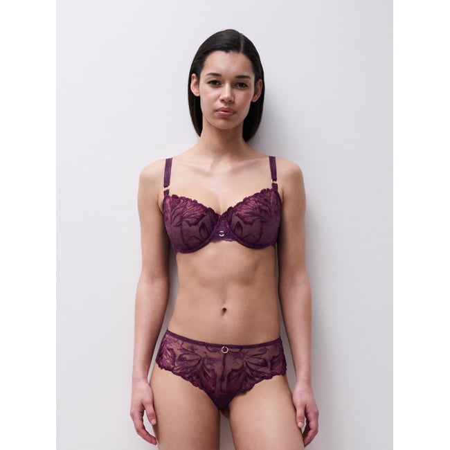 Soutien-gorge corbeille ILLUSION aubergine lurex <span itemprop=