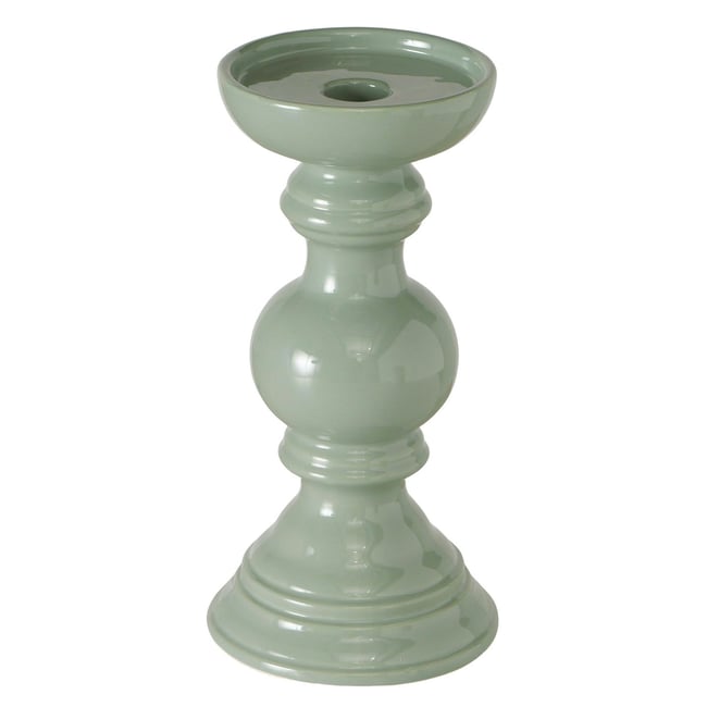 Bougeoir en céramique vert 10x10x20cm Couleur vert <span itemprop=