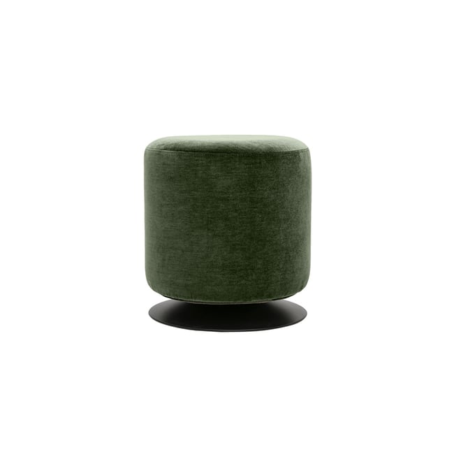 Pouf rond pivotant en tissu effet velours texturé terre brûlée et métal D39.5 cm VOLNAY Couleur kaki <span itemprop=