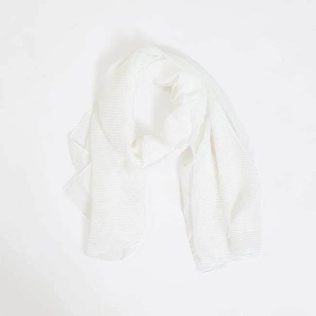 Etole plissée blanc cassé blanc <span itemprop=