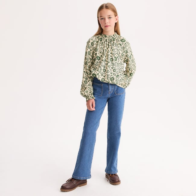 Chemise à manches longues, imprimé floral imprimé fleurs <span itemprop=
