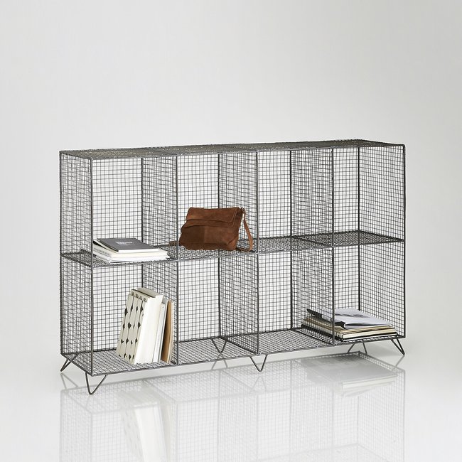 Etagère à poser en métal, 8 casiers, AREGLO Couleur gris <span itemprop=