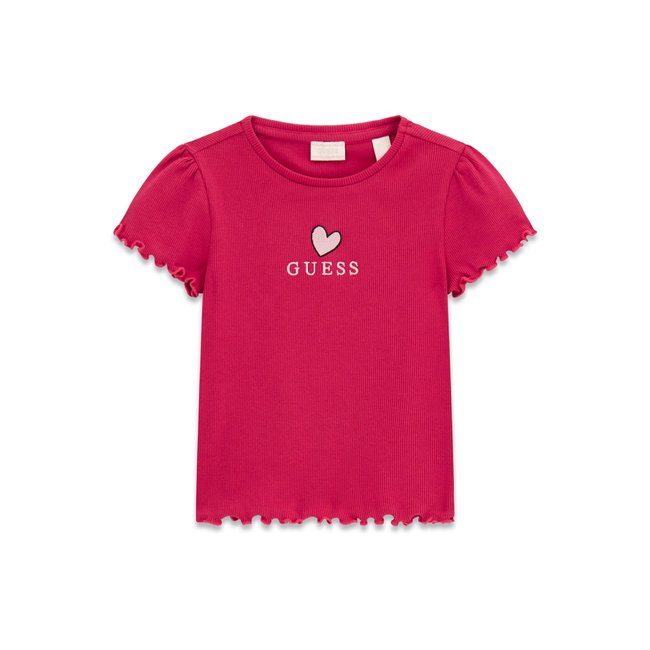 T-Shirt En Maille Côtelée fuchsia <span itemprop=