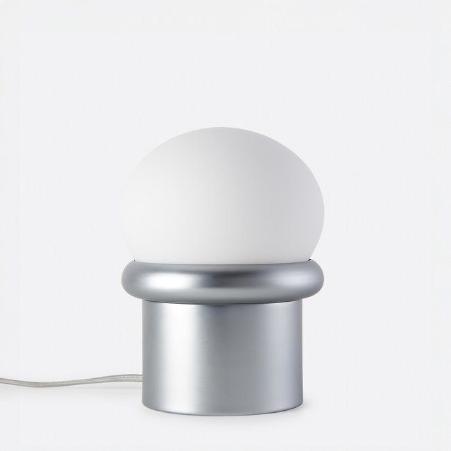 Lampe à poser en métal fer chromé et verre opalin, CALAN Couleur chrome <span itemprop=