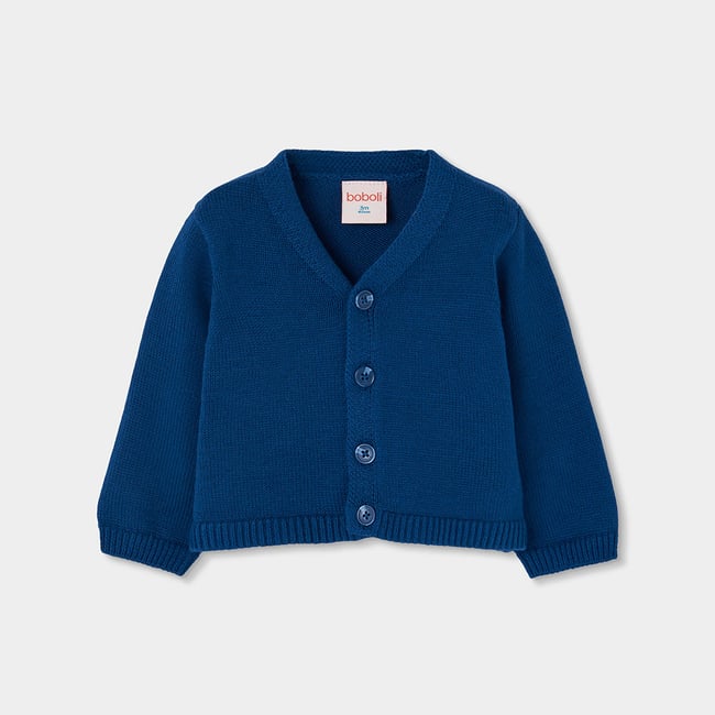 Gilet bébé maille avec boutons bleu <span itemprop=