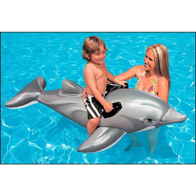 Accessoire de natation : Dauphin gonflable bleu <span itemprop=
