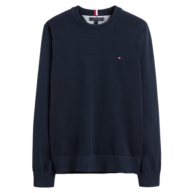 Pullover mit rundem Ausschnitt, Logo an der Brust - TOMMY HILFIGER