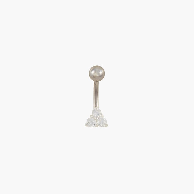Piercing stud nombril argenté en argent garanti et zirconium argenté <span itemprop=