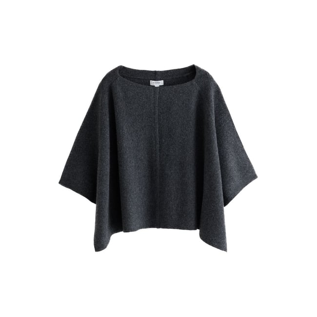 Haut effet cape en cachemire n. premium gris anthracite <span itemprop=