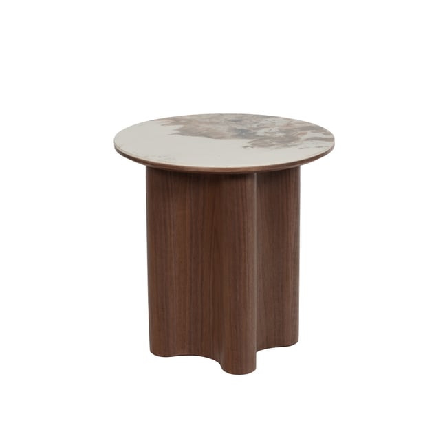 Bout de canapé Clea D 50 cm en céramique et bois - CLEA Couleur marron <span itemprop=