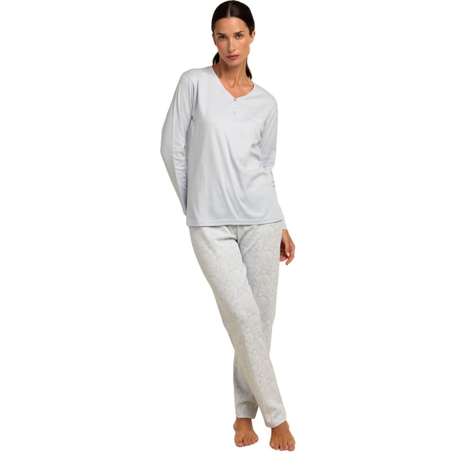 Pyjama pantalon top manches longues Special Person bleu <span itemprop=