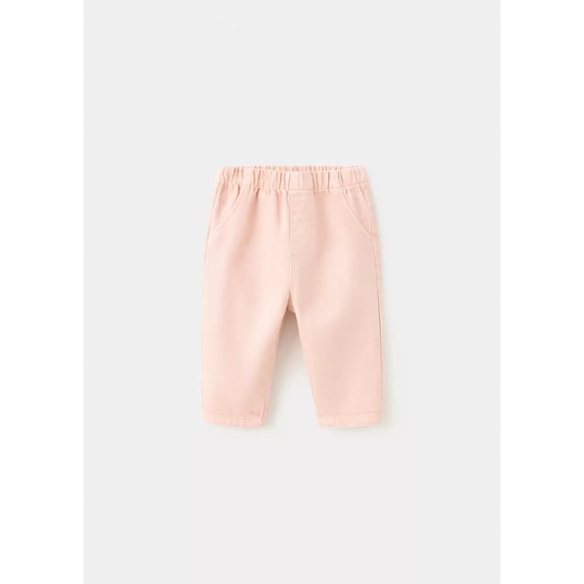 Pantalon droit 100 % coton rose <span itemprop=