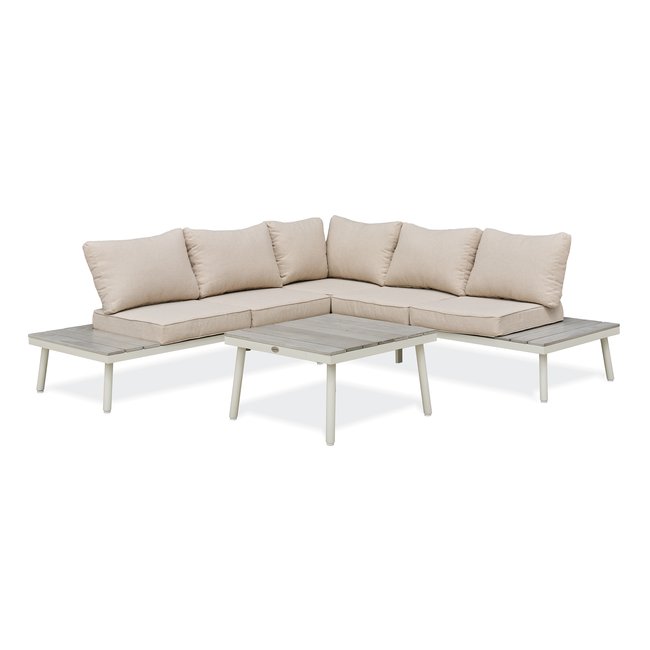 Salon de jardin d'angle en aluminium OSAKA blanc <span itemprop=