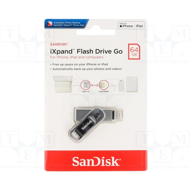 Clé USB iPhone 64go iXpand Flash Drive lightning + USB noir <span itemprop=