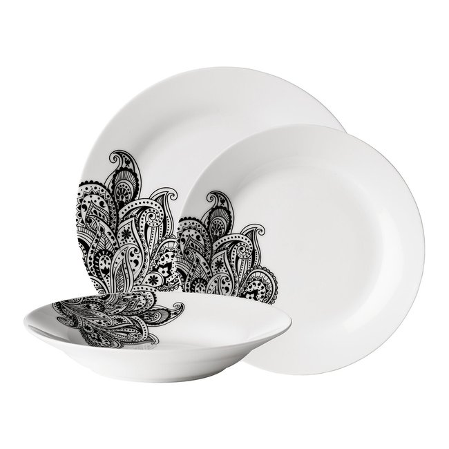 12-Piece Avie Prince Dinner Set, black, SO'HOME