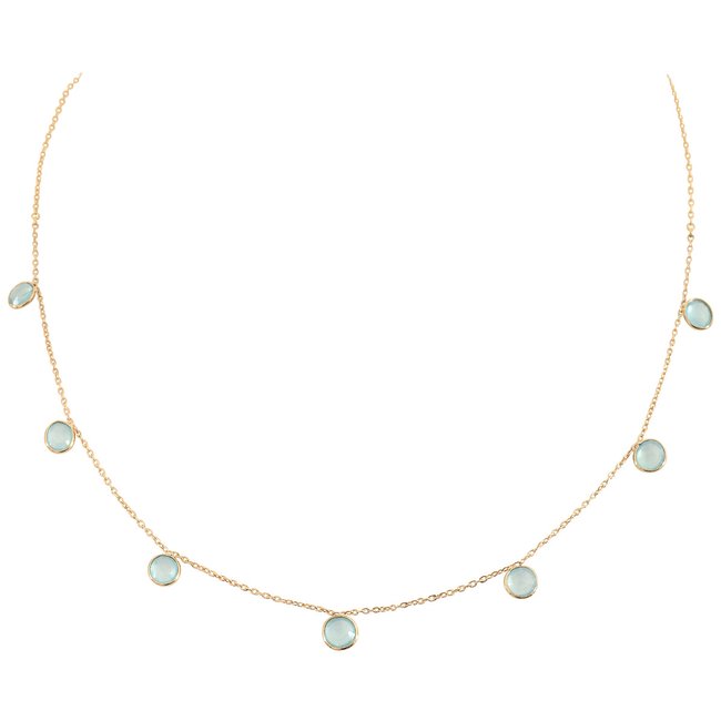 Collier multi moorea calcedoine bleue bleu <span itemprop=