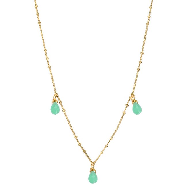 Collier  chrysoprase doré - danae vert <span itemprop=