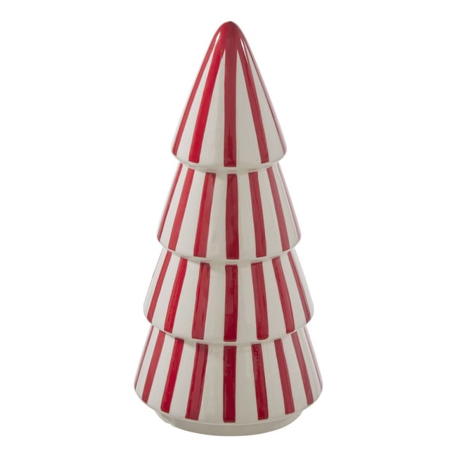 Sapin de Noël décoratif en céramique rouge et blanc H. 22 cm Couleur multicolore <span itemprop=