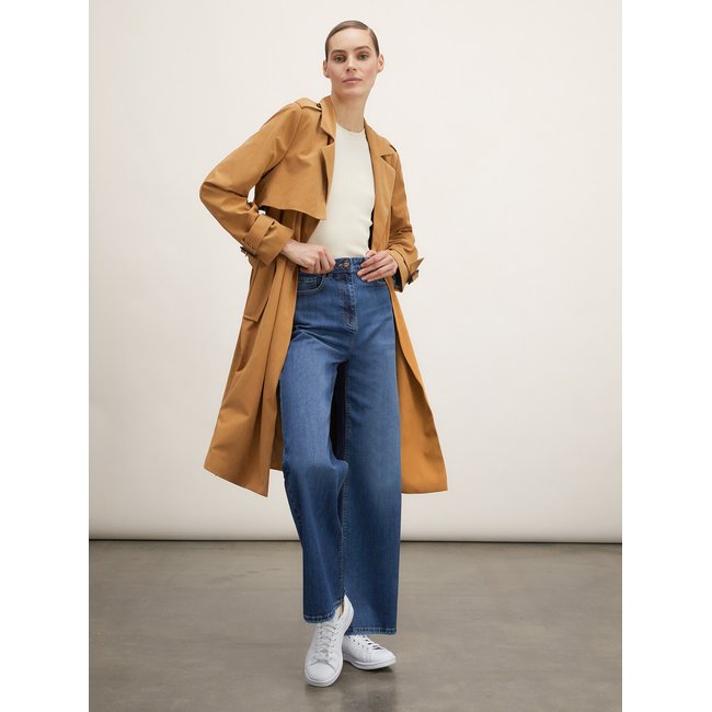 Trench long effet peau de pêche marron <span itemprop=