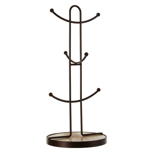 6-Mug Tree in Black Coated Metal, black, SO'HOME