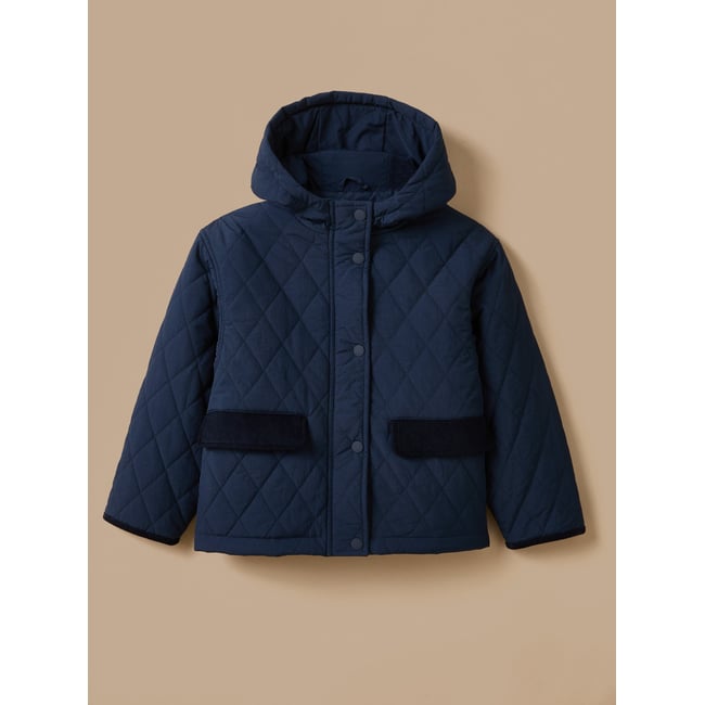 Blouson matelassé col montant marine <span itemprop=