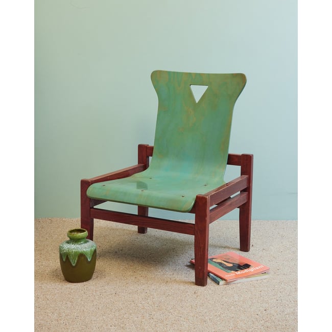 Paire de deux chaises en bois design Alma N°2024 - Bon état Couleur vert <span itemprop=