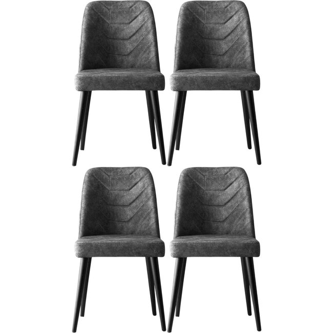 Chaise en velours Dallas (Lot de 4) Couleur anthracite <span itemprop=