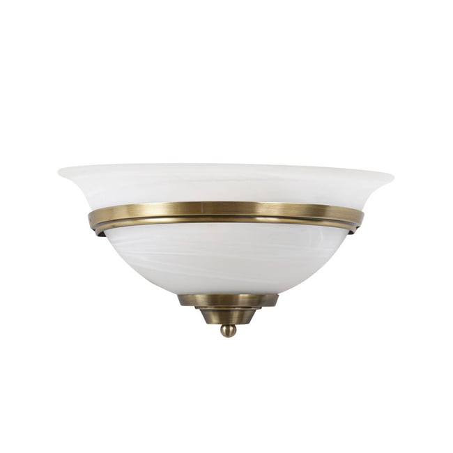 Applique en verre antique, Irimia Couleur blanc satiné, laiton vieilli <span itemprop=