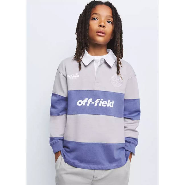 Polo imprimé en coton à rayures bleu indigo <span itemprop=