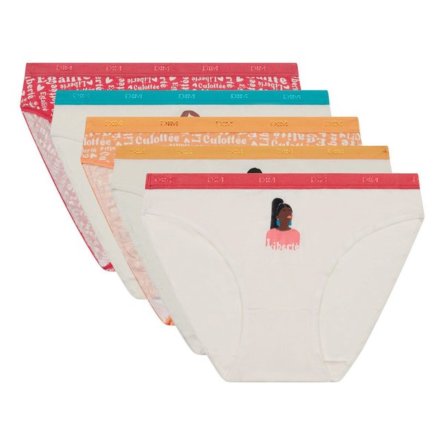 Pack of 5 Pockets Knickers in Cotton, pink+blue+orange, DIM