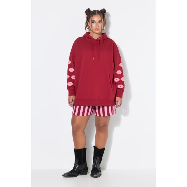 Sweat-shirt à capuche, coupe oversize rouge foncé <span itemprop=