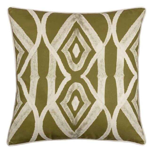 Cape Ikat Print Reversible Cushion, moss green, WYLDER