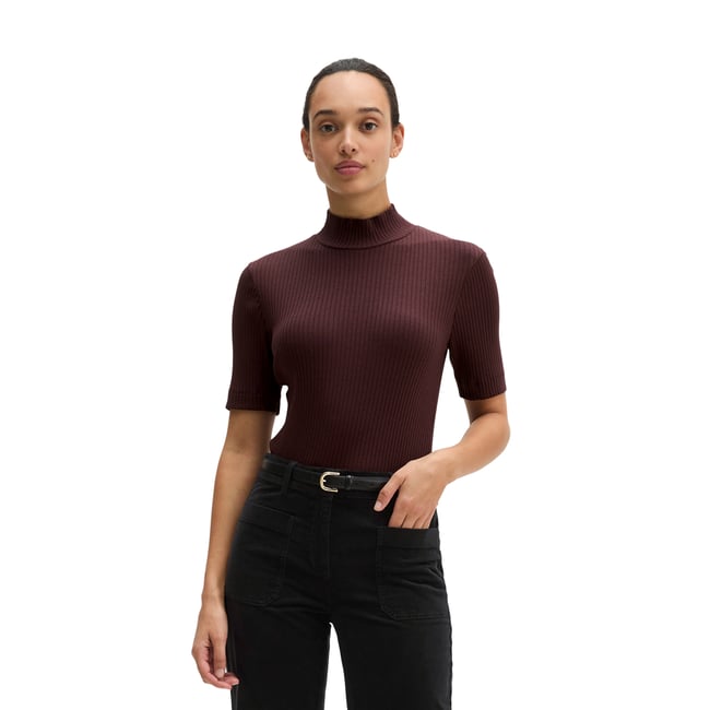 T-shirt en jersey côtelé slim en jersey stretch coton modal bio - MARC O'POLO