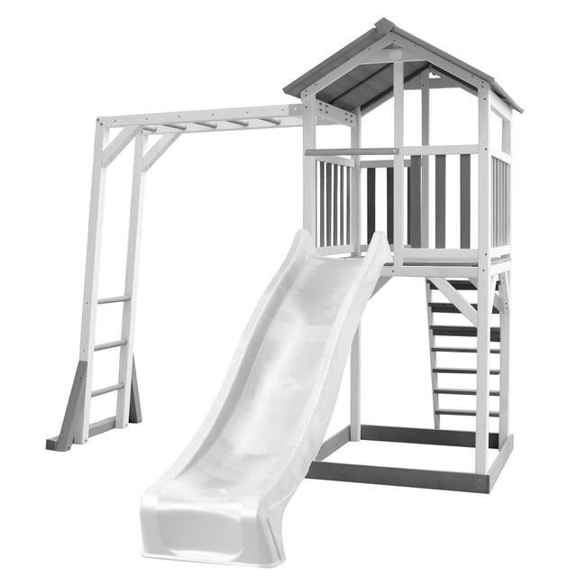 AXI Structure de jeu Beach Tower Blanc Gris avec cadre escalade et toboggan Blanc - AXI HOUSE